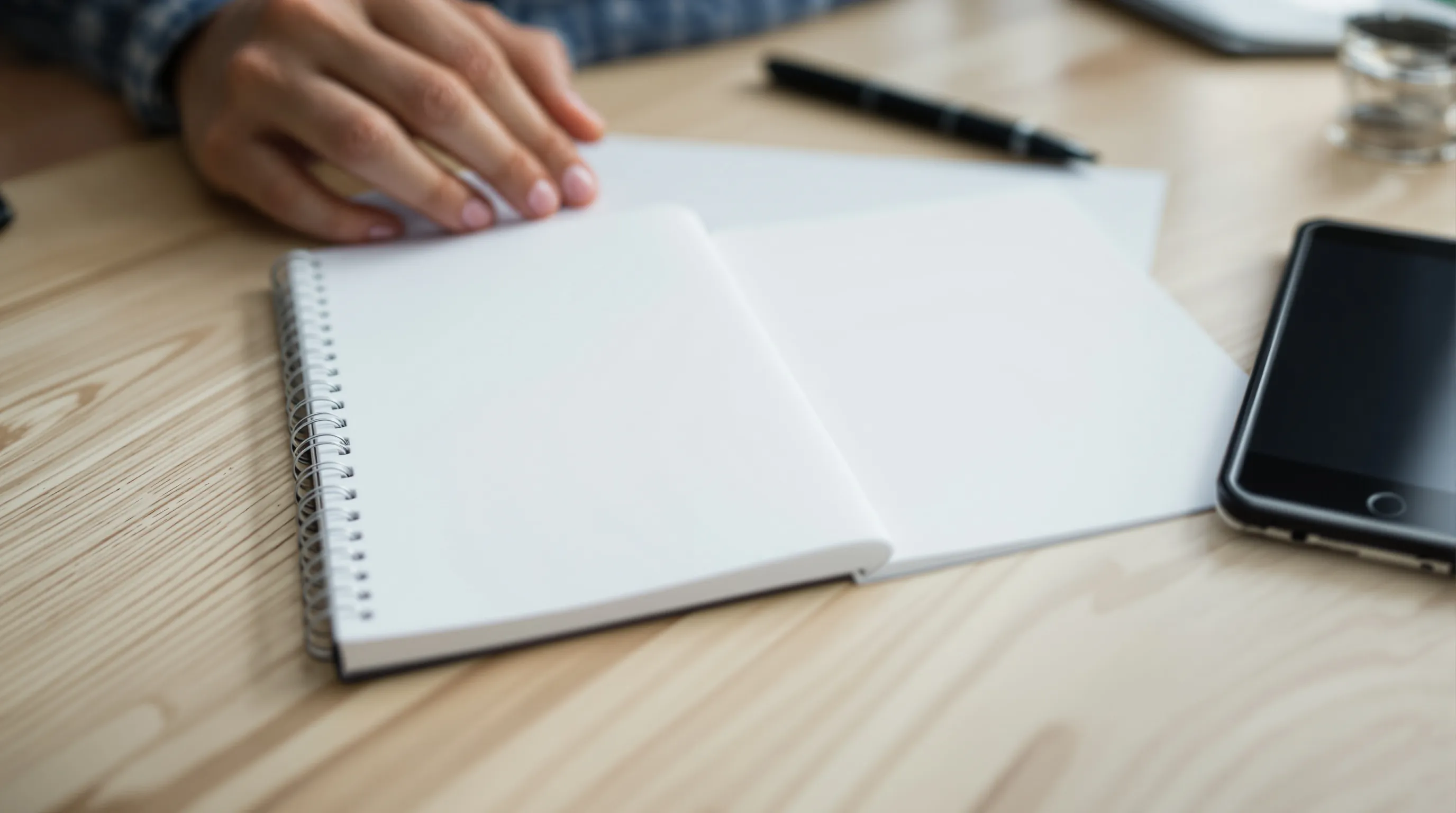 Two notebooks side by side on a desk, one dense with handwritten proprietary data and the other sparse with generic text, illustrating the specificity gap between human-reading and AI-reading content